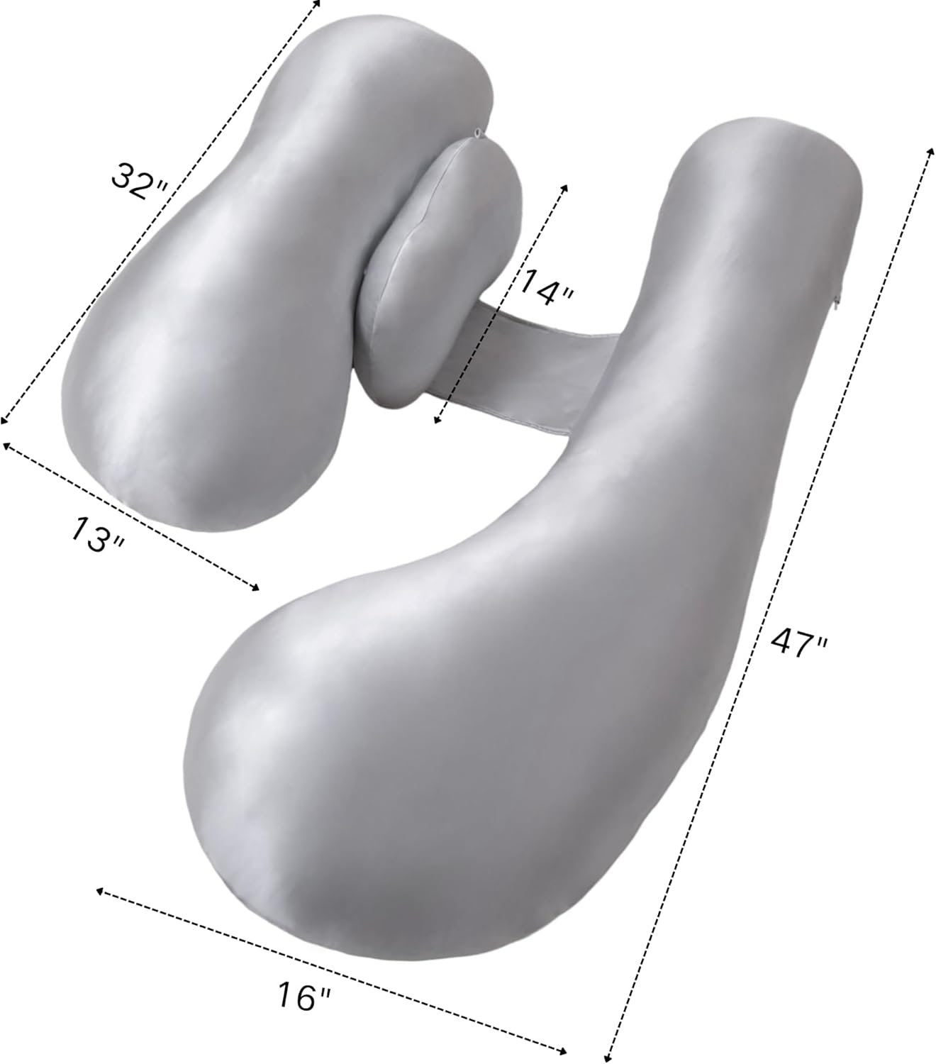 Skiennix Pregnancy Pillow - Adjustable H-Shaped Maternity Support with Cooling Cover | Grey Full Body Comfort