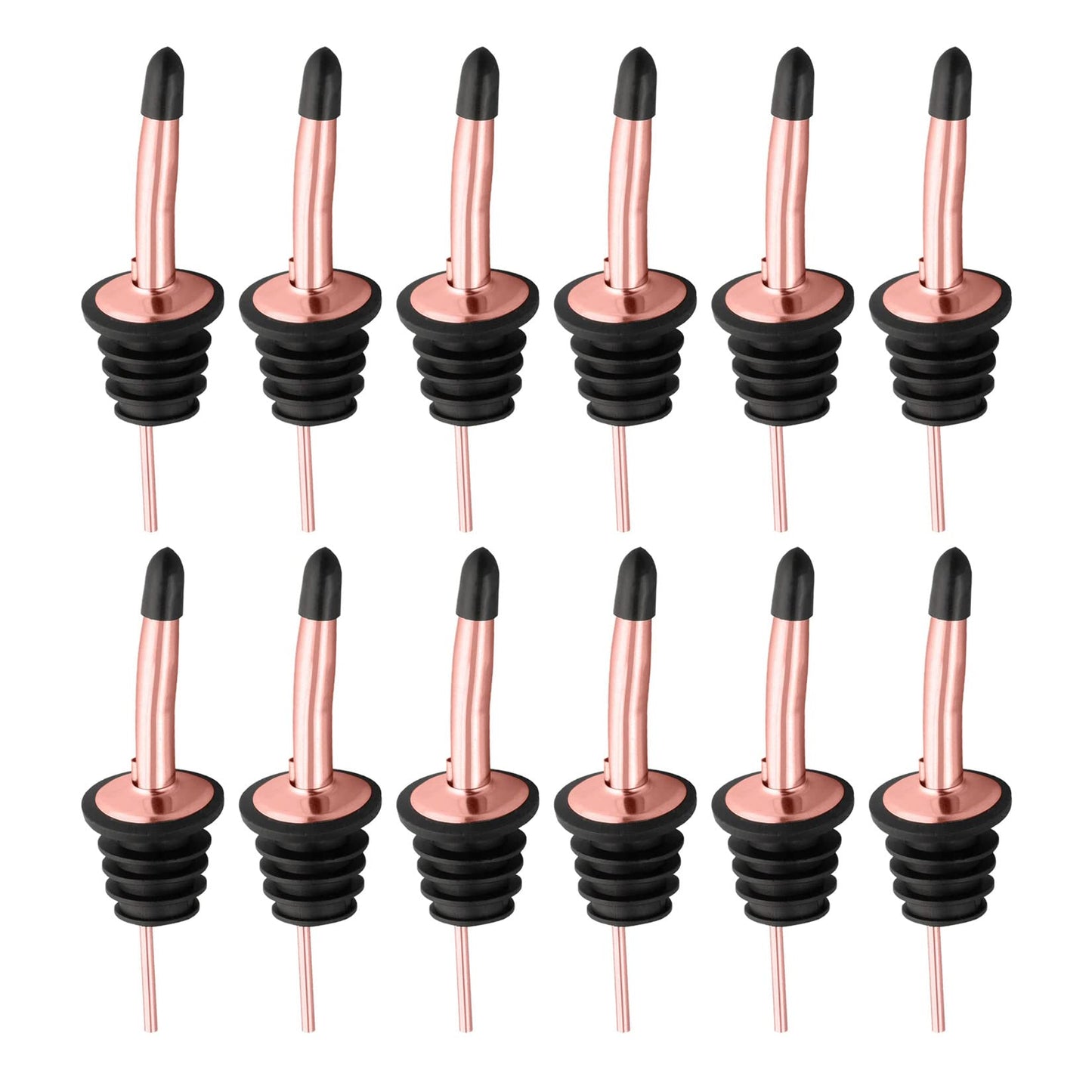 Pafusen 12 Pack Liquor Bottle Pourers, Liquor Pour Spout for Liquor Bottles, Stainless Steel Olive oil Dispenser Spout, Alcohol Pourer Spouts Dust Caps Covers, Rose Gold