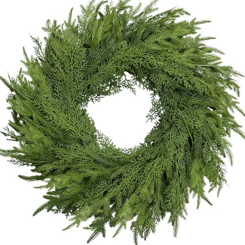 OZFHUA 26 Inch Green Christmas Wreath - Artificial Pine Door & Wall Decor