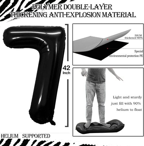 GOER 27th Birthday Balloons - 42 Inch Jumbo Foil Helium Decorations | Black 72 Balloons Set