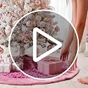48in Pink Panther Faux Fur Christmas Tree Skirt - Luxe Soft Holiday Decor