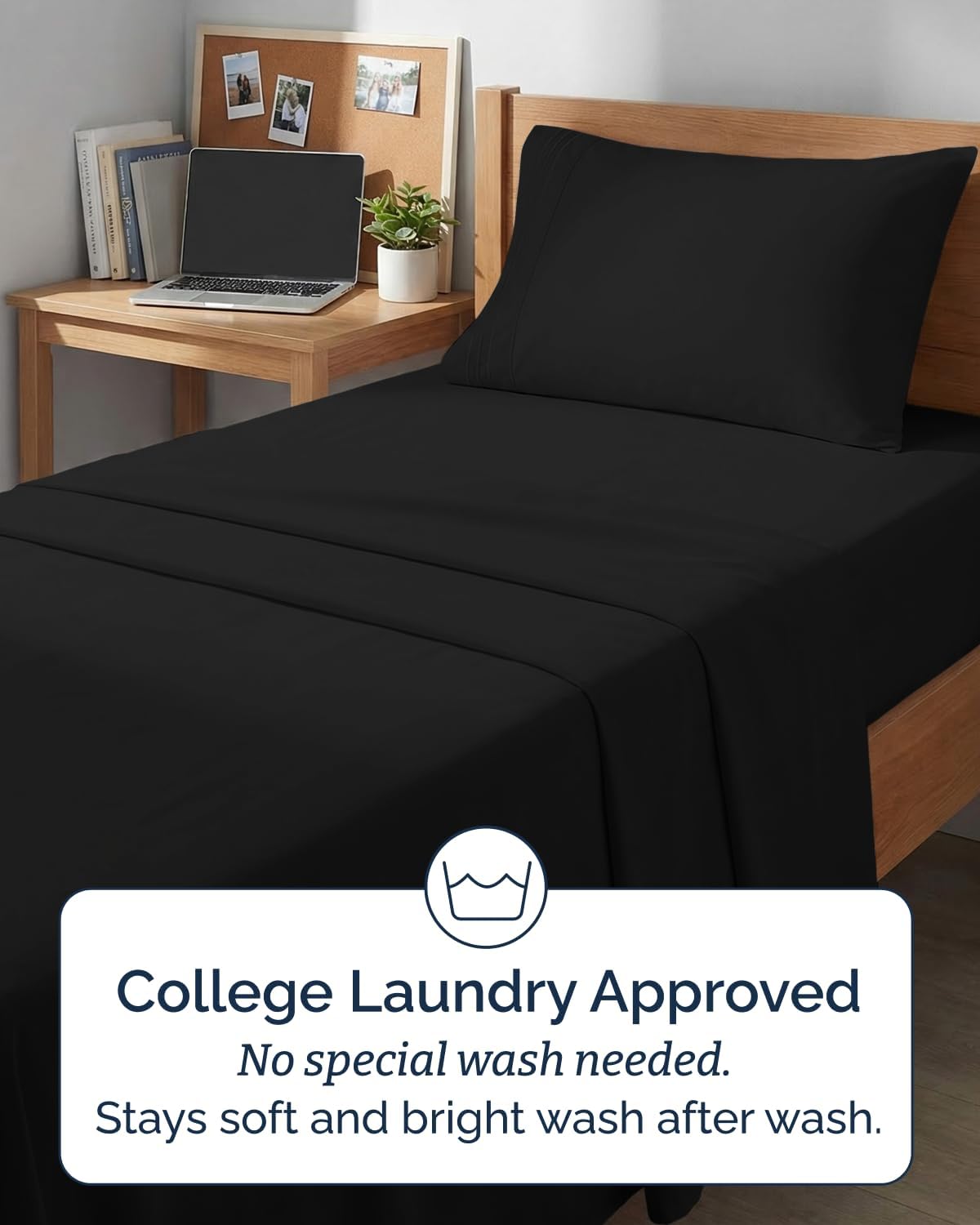 Skiennix Twin XL Sheet Set - Comfy Cooling Bed Sheets | Ultra-Soft, Deep Pockets, Wrinkle-Free - Black