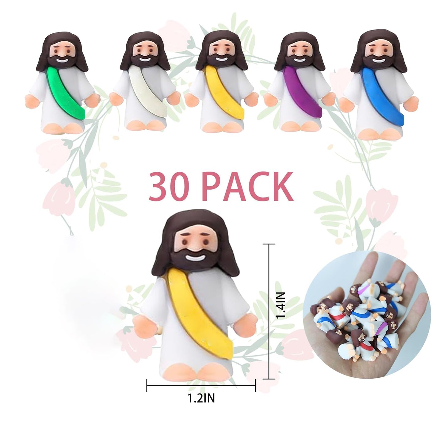AKFAHOIF Mini Jesus Figures, Set of 30pcs Action Figures Little Jesus Figures, Tiny Jesus Figures to Hide and Seek Religious Gifts for Easter Egg Stuffers