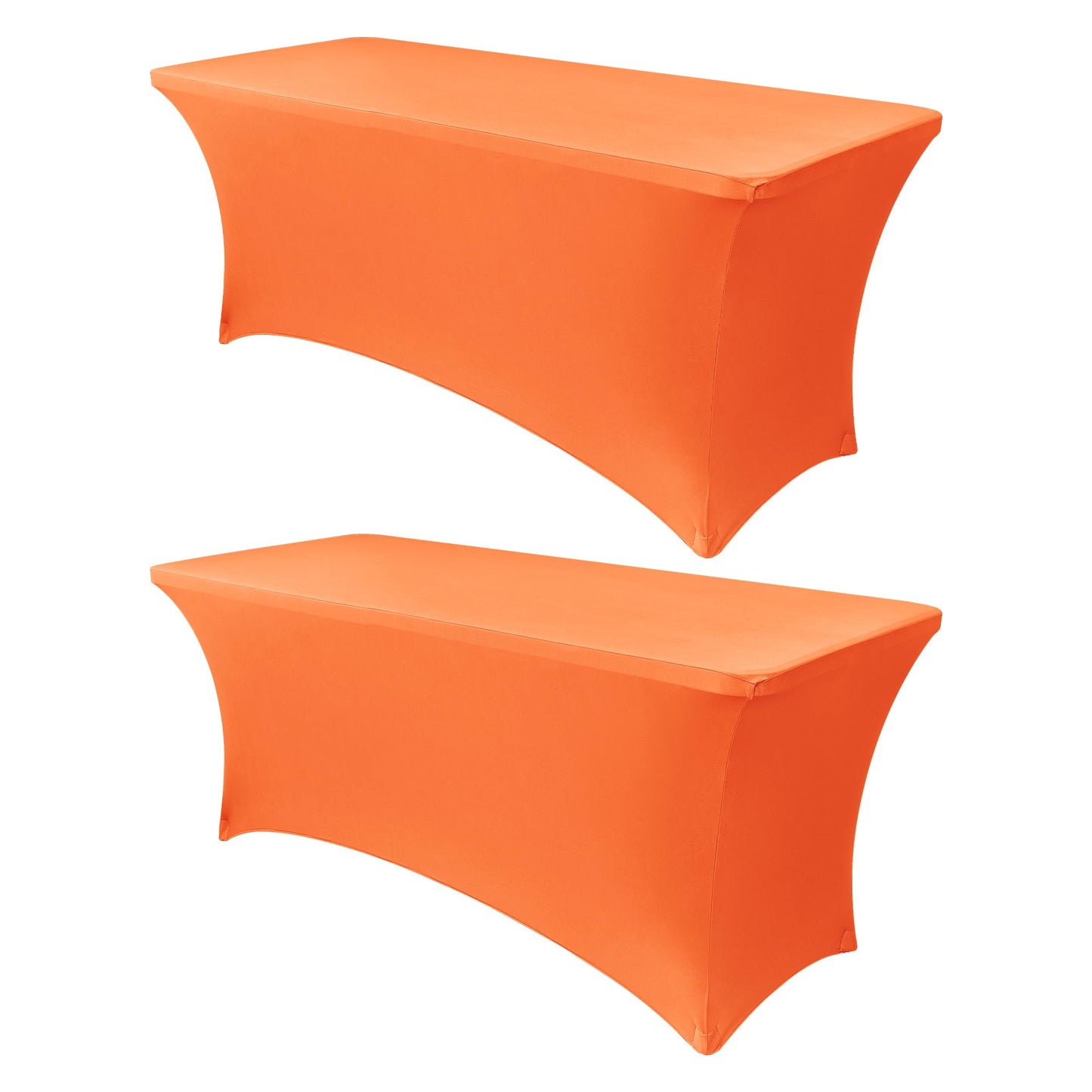 Obstal 4Ft Stretch Spandex Table Cover for Standard Folding Tables - 2 Pack Universal Rectangular Fitted Tablecloth for Party, Banquet, Events, Trade Show (Orange, 48L x 24W x 30H Inches)