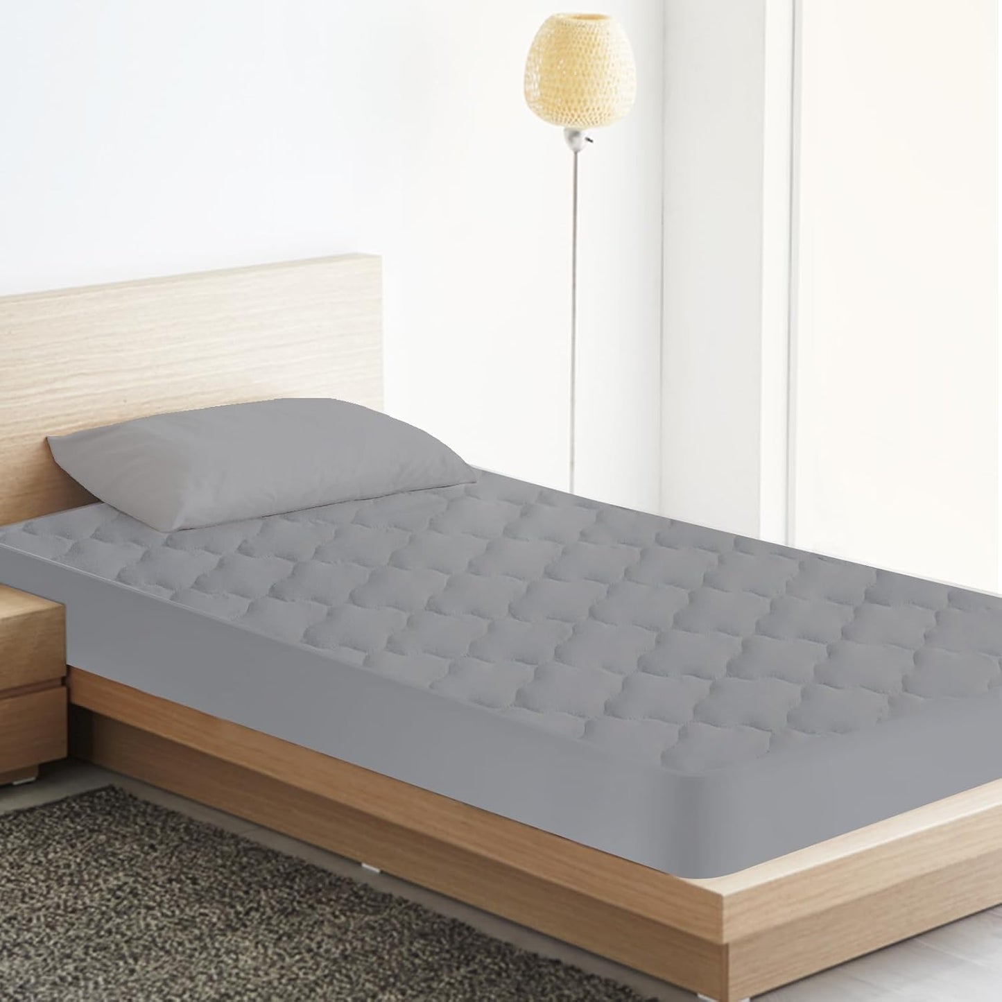 Skiennix Twin Mattress Protector Pad - Waterproof & Breathable Quilted Cover | Cooling Deep Pocket Gray
