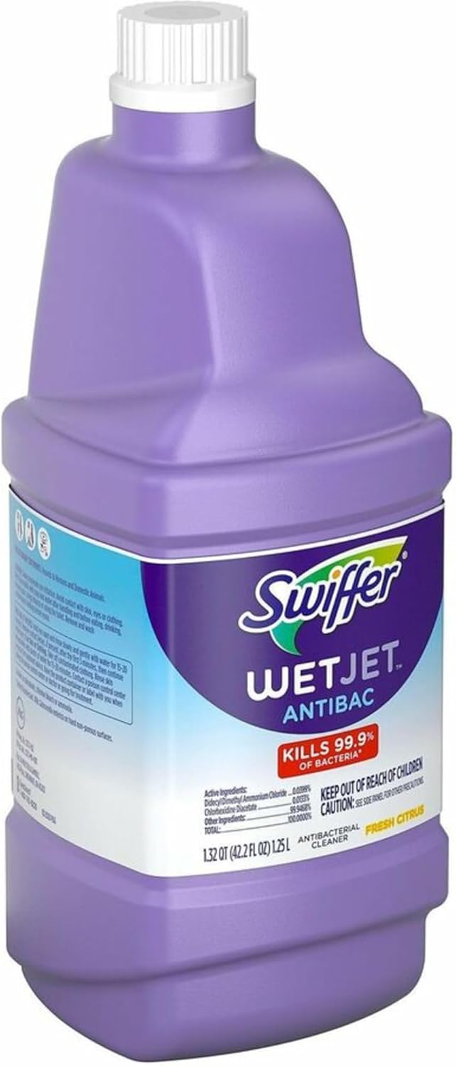 Swiffer WetJet Antibacterial Floor Cleaning Solution - Fresh Citrus Scent, 1.25 Liters | All-Purpose Refill