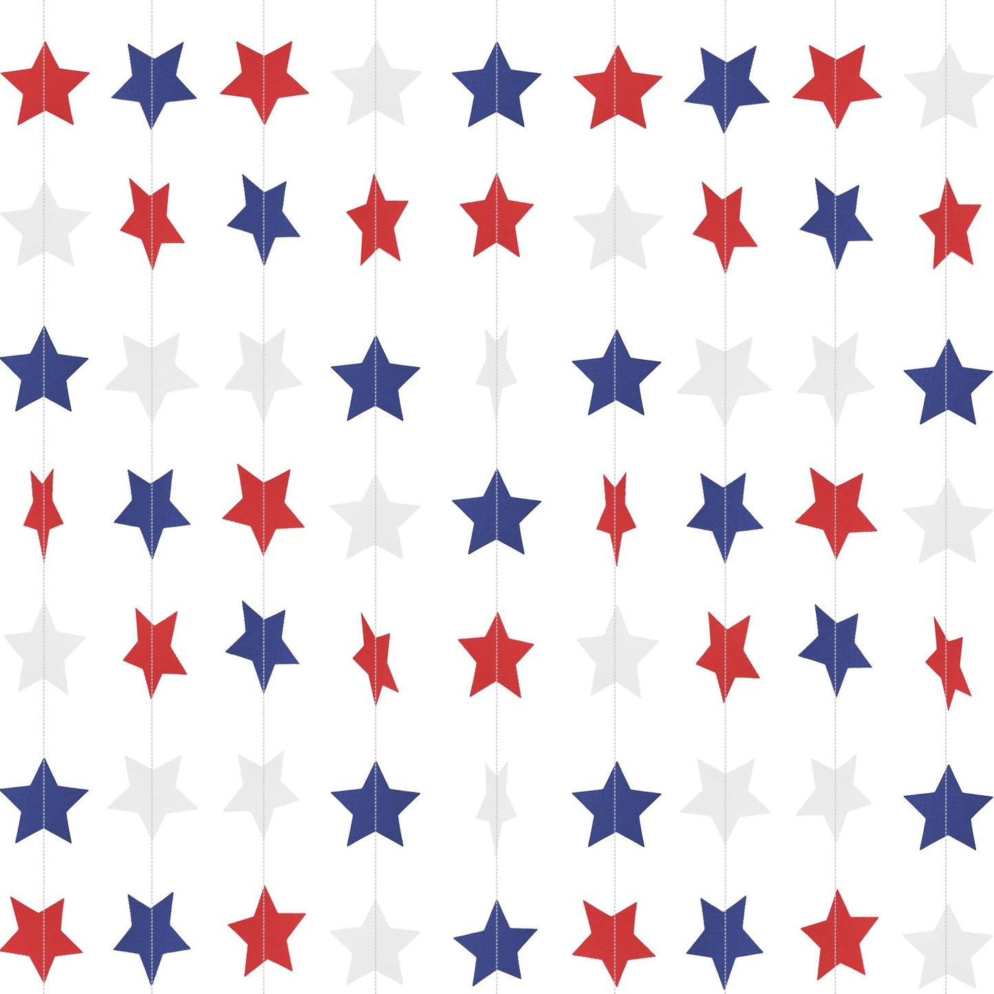 Patriotic Star Garland Banner Streamers Red White and Blue - 59 FT 6 Strands - Patriotic Decorations for 4th of July, Independence Day, Labor Day, Veterans Day, Memorial Day