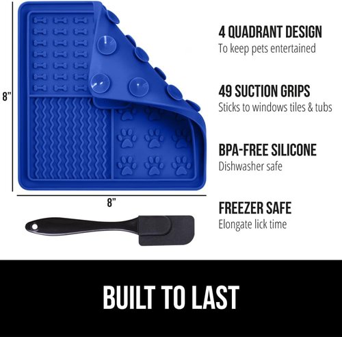 GORILLA GRIP Silicone Lick Mat for Dogs | BPA-Free, Suction Cups, Dishwasher Safe | 2-Pack in Royal Blue & Green