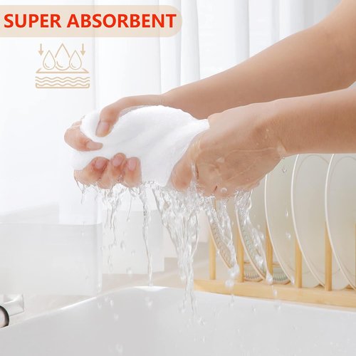 Homaxy 100% Cotton Dish Cloths - Ultra Soft, Absorbent & Quick Drying | 12 x 12 Inches, 24-Pack, White