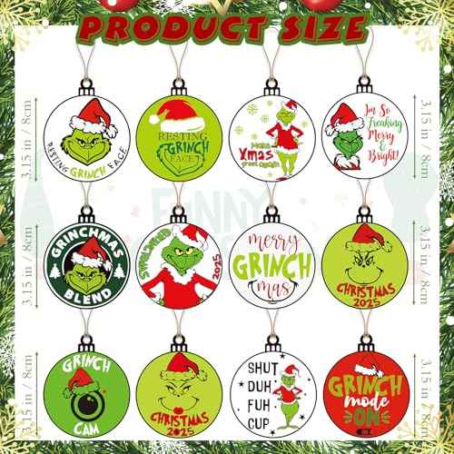 Denylo Pro 24pcs Christmas Wooden Ornaments Hanging Decors Sign Gnome Pendants with Ropes for Tree Home Decor