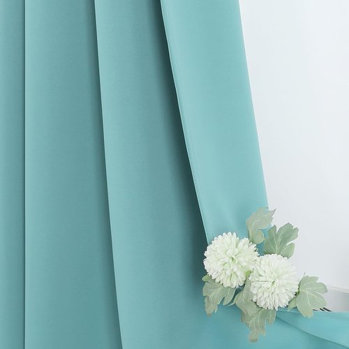 ChrisDowa Blackout Curtains - Thermal Insulated Grommet Room Darkening Panels, Aqua, 42 x 63 Inch (2 Panels)