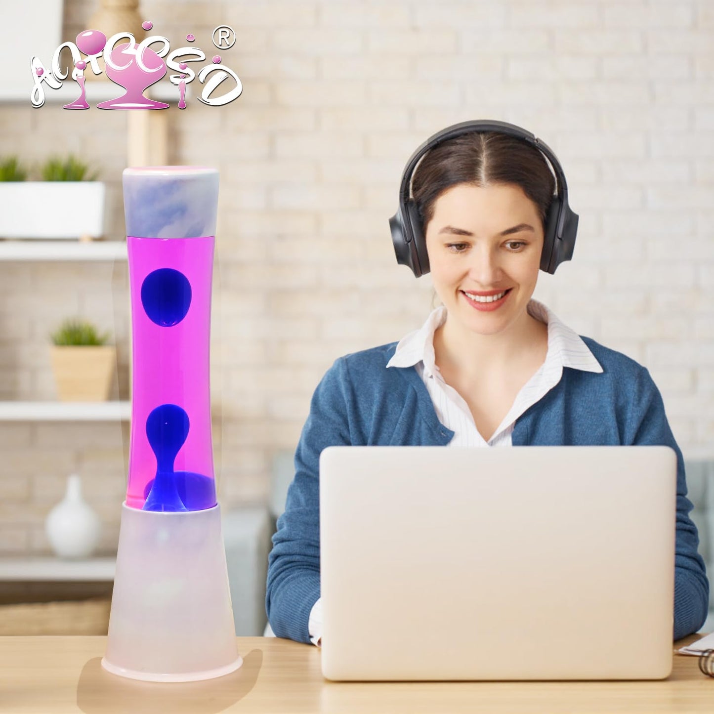 AHCCSD 16 Inch Pink Cloud Magma Lamp,Motion Liquid Lamp Pink Liquid with Purple Wax Pink Blue Gradient Base Relaxing Gorgeous Lamp for Adults Kids Women Girls Christmas Great Gift