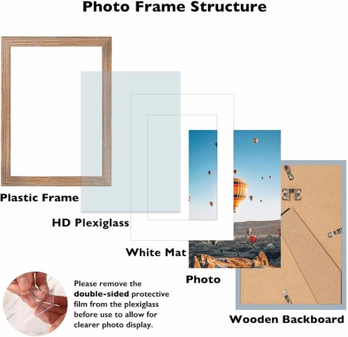 JCJMY A5 Picture Frame - Rustic Brown Wall Hanging & Tabletop Display | Fits 4x6 Mat or 5.8x8.3 Without Mat