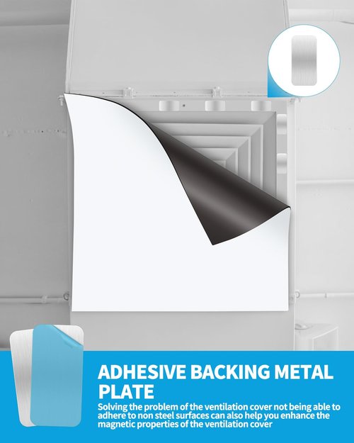 Aecsze 24 Pack Adhesive Metal Plates for Magnetic Mount, 2.3x1.1in Metal Strips for Magnets, Rectangular Steel Sheets for Non-Steel Vents (0.02 in)