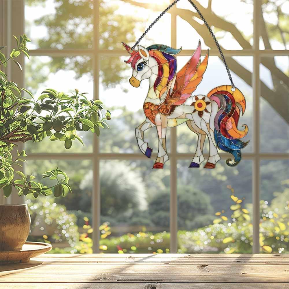 Skiennix Unicorn Ornaments - Mythical Creature Window Decor | Acrylic Hanging Christmas Gift