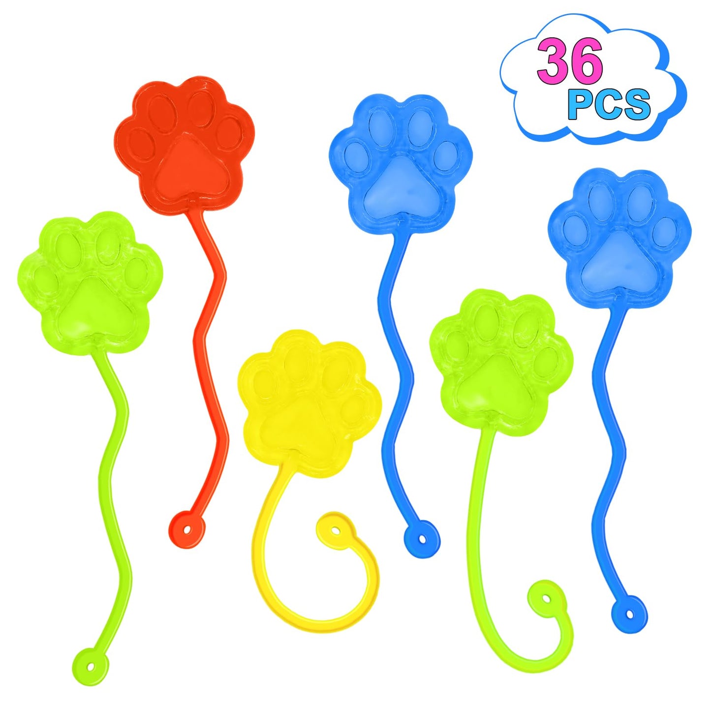 Sticky Hands Bulk 36 PCS Kids Party Favors Cute Cat Paw Shape Stretchy Sticky Hand Toy Goodie Bag Stuffers Fillers Treasure Box Toys for Classroom Prizes Small Carnival Birthday Party Supplies Gifts