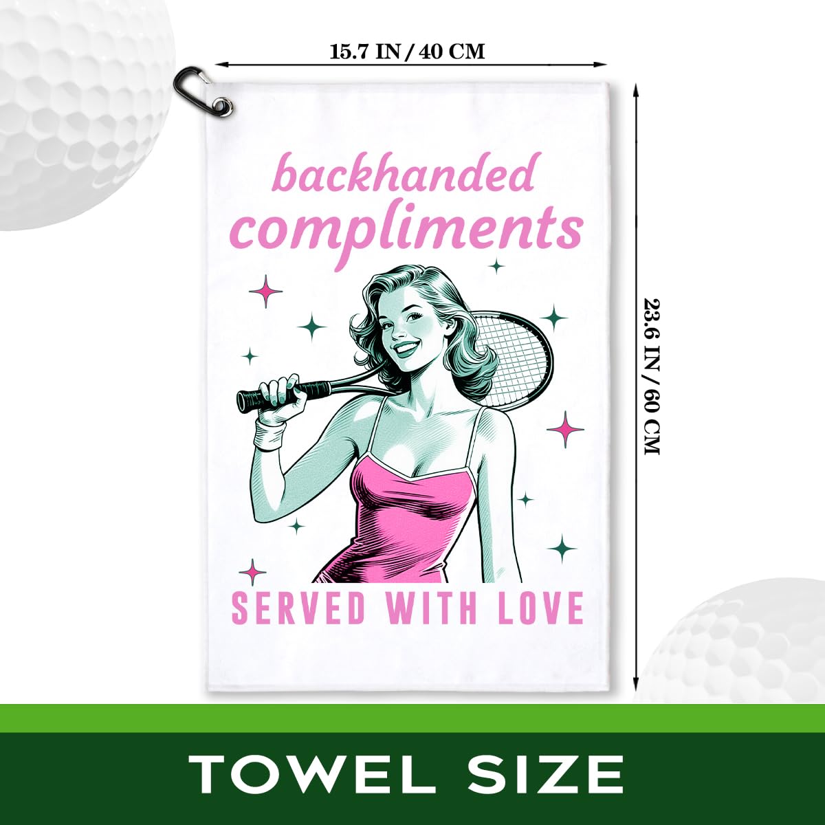 rofiowa Backhanded Compliments Served with Love Polyester and Cotton Blend Printed Tennis Towel, Funny Tennis Accessories Gifts for Women Mom, Tenniss Lover Mother's Day Christmas Birthday Gifts