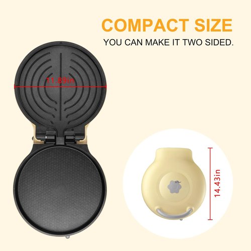 Bear 11.8'' Electric Smokeless Indoor Grill - 1500W Adjustable Temp Quesadilla Maker for All Meals