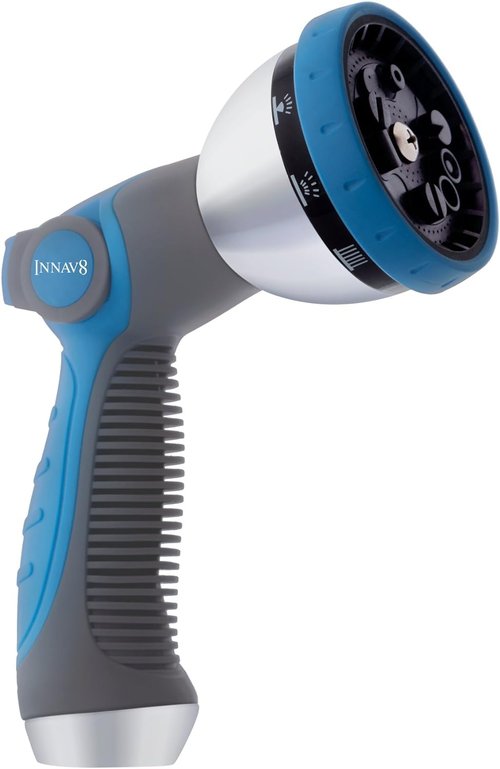 INNAV8 Garden Hose Nozzle - Heavy Duty Design with 10 Spray Patterns & Thumb Control Valve | Perfect for Outdoor Use