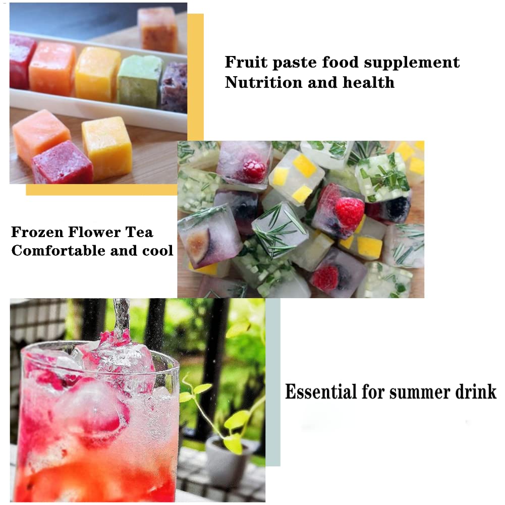 TAO CICADA Ice Cube Tray, 3 Pack Silicone Ice Cube Molds, Ice Cube Trays, Silicone Ice Trays, Easier to Release, BPA Free for Alcohol/Coffee/Beverages (Blue, Green, Rose red)