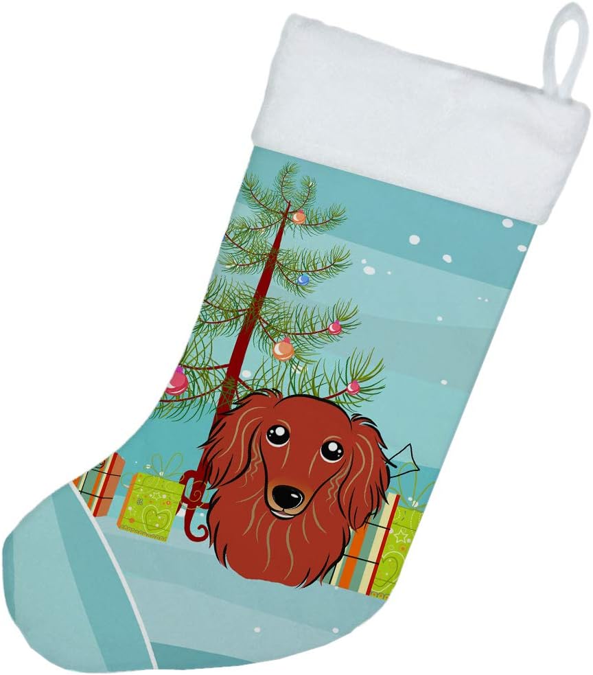 Shih Tzu Christmas Stocking - Chocolate Brown Dog Holiday Decor for Fireplace
