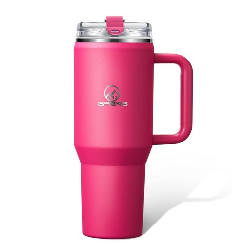 Gpeng 30 oz Tumbler with Handle, Water Bottles with Straw Lid, Insulated Stainless Steel Travel Mug Cup Holder Friendly, Keep Drinks Cold or Hot for Hours