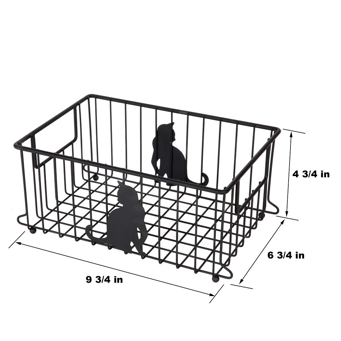 Lily's Home Cat-Themed Wire Basket, Kitchen and Desk Organizer, Cute Caddy for Cat Lovers for Kitchen, Pantry, Cabinet, Bathroom and Office (Large)