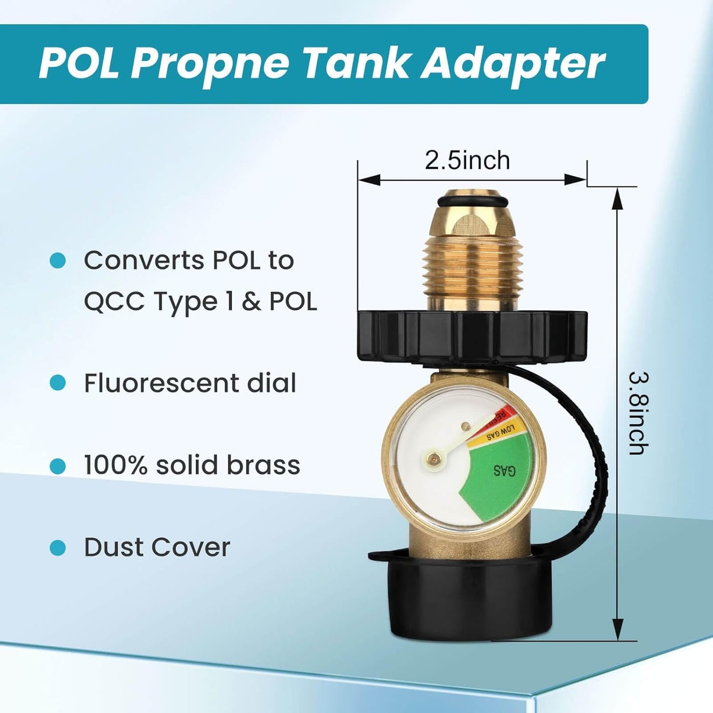 Skiennix Propane Tank Gauge Adapter - Universal Fit Pol to Qcc1 Conversion | Solid Brass, 100 lb Capacity