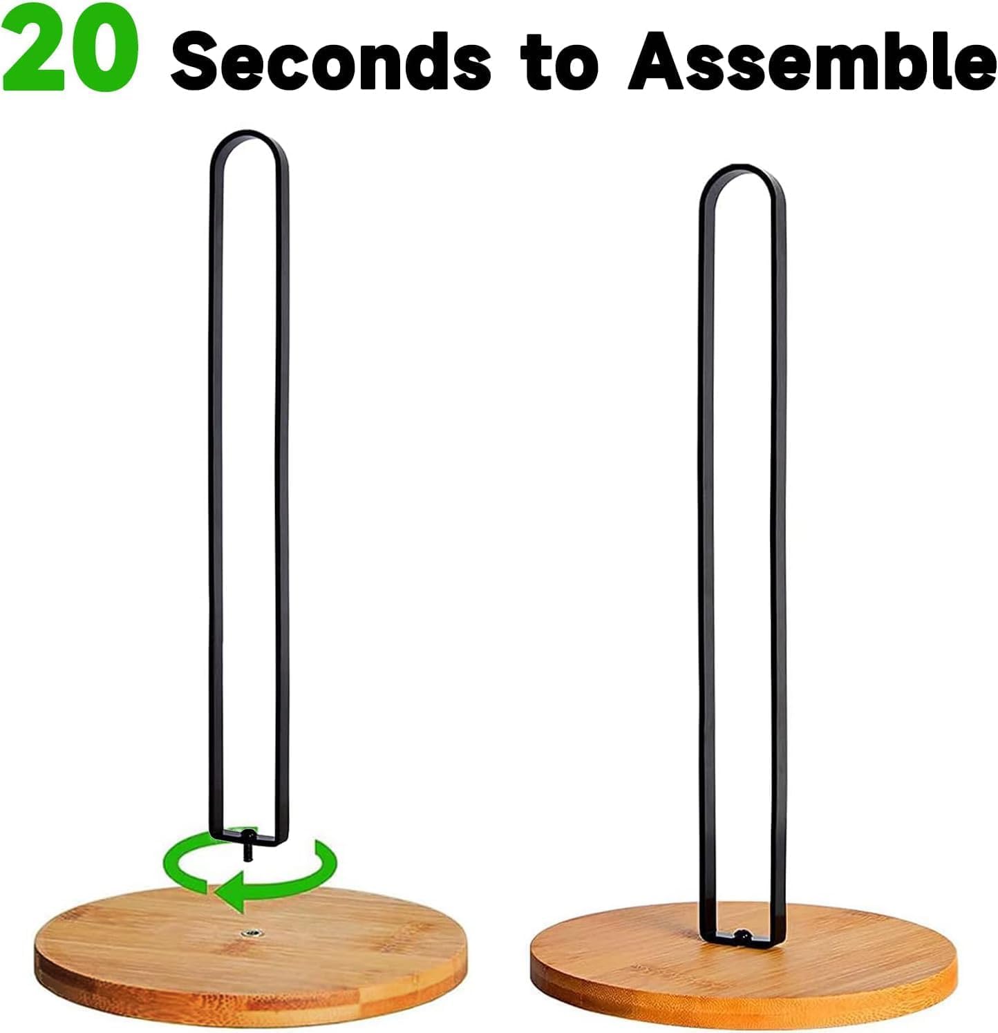 TONLEA Wooden Paper Towel Holder Countertop, Kitchen-Towel-Holder FreeStanding with Non-Slip Base for Bathroom