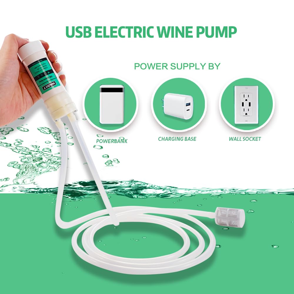 Portable USB Electric 5V Auto Siphon Self-Priming Pump for Home Brewing Wine/Beer/Kombucha, Water Transfer Pump with 6.5FT Food Grade Hose,2L/min,Low Noise