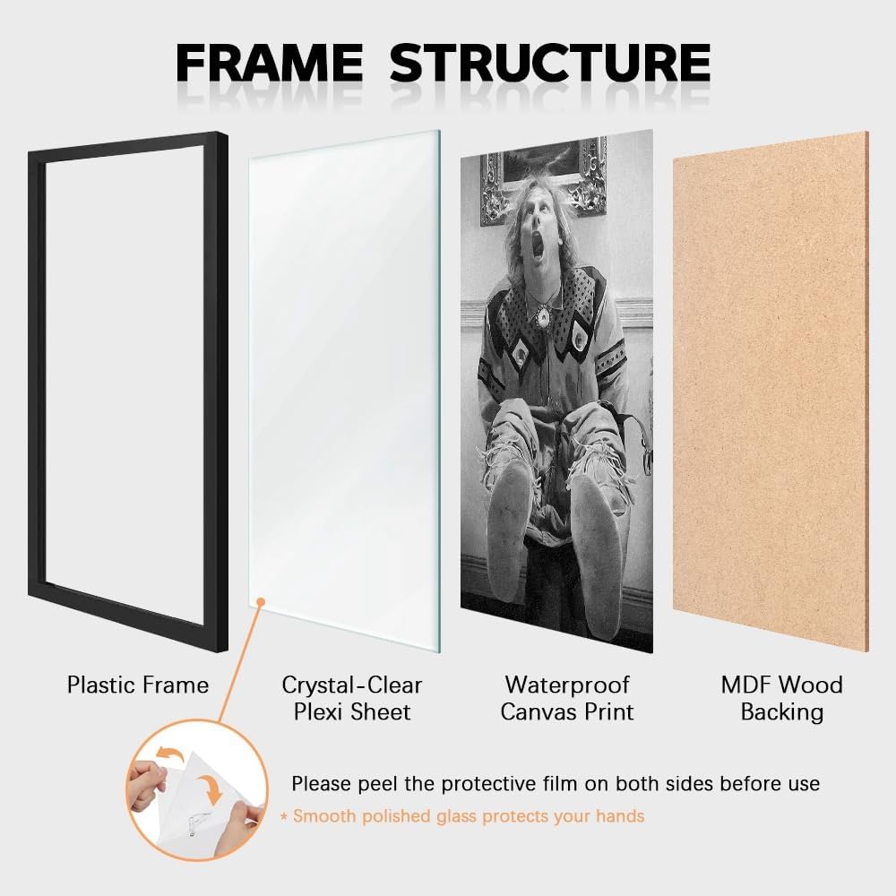 Quarut Black Framed Bathroom Wall Art | Funny Dumb And Dumber Canvas Print - Humorous Decor