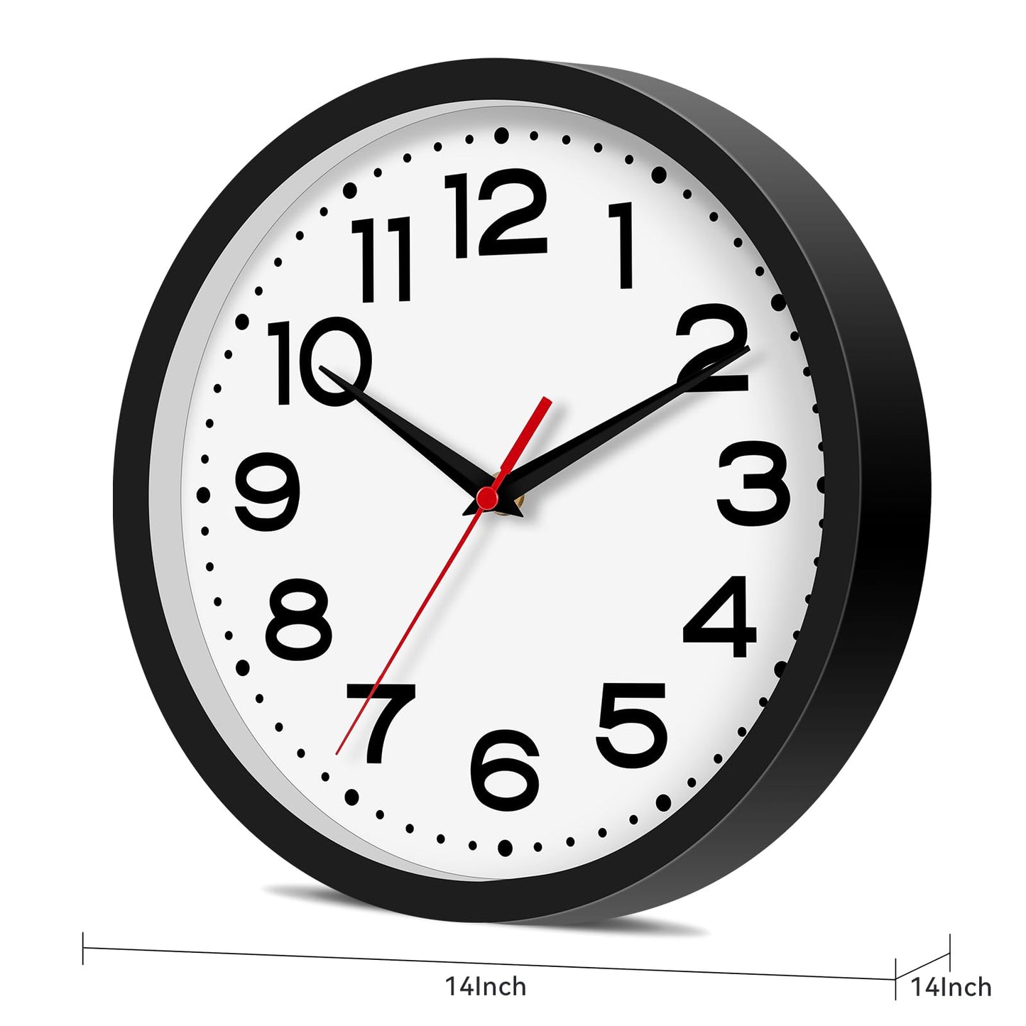 Roymnie Wall Clock 14 Inch Large Silent Non-Ticking Modern Clock Battery Operated Classic Simple Minimalist Analog Decorative for Kitchen, Living Room,Office, Bedroom, Bathroom (Black)