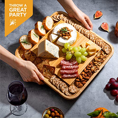 Bambüsi Charcuterie Board Set with Accessories - Bamboo Cheese Platter & Serving Tray