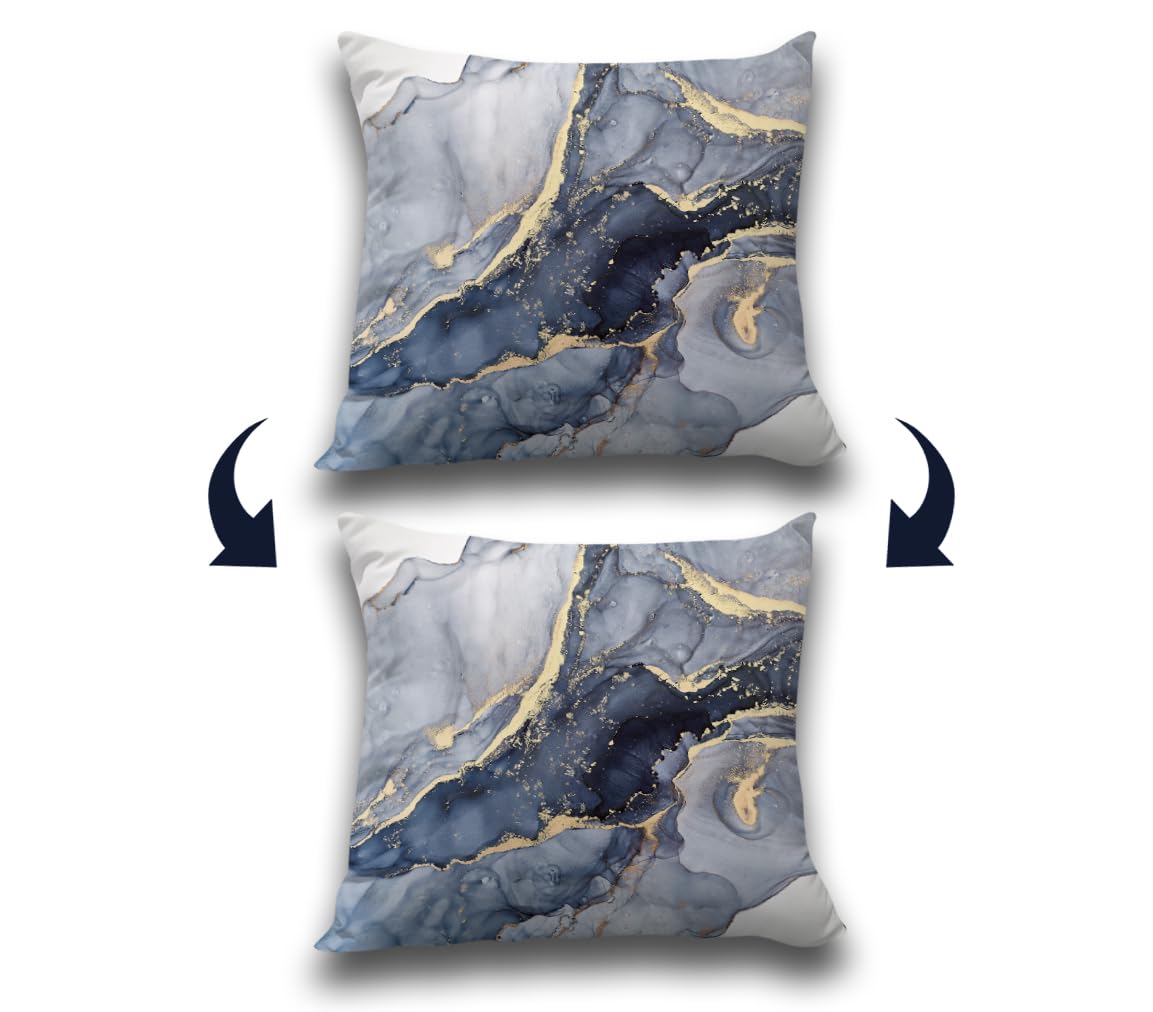 OGILRE Blue and Gold Pillow Covers, Modern Abstract Marble Texture Blue Gold Print Art Home Bedroom Decorations Soft Throw Pillow Cover, 20x20 Pillow Cover Set of 4,Couch Decorative Pillow Cases