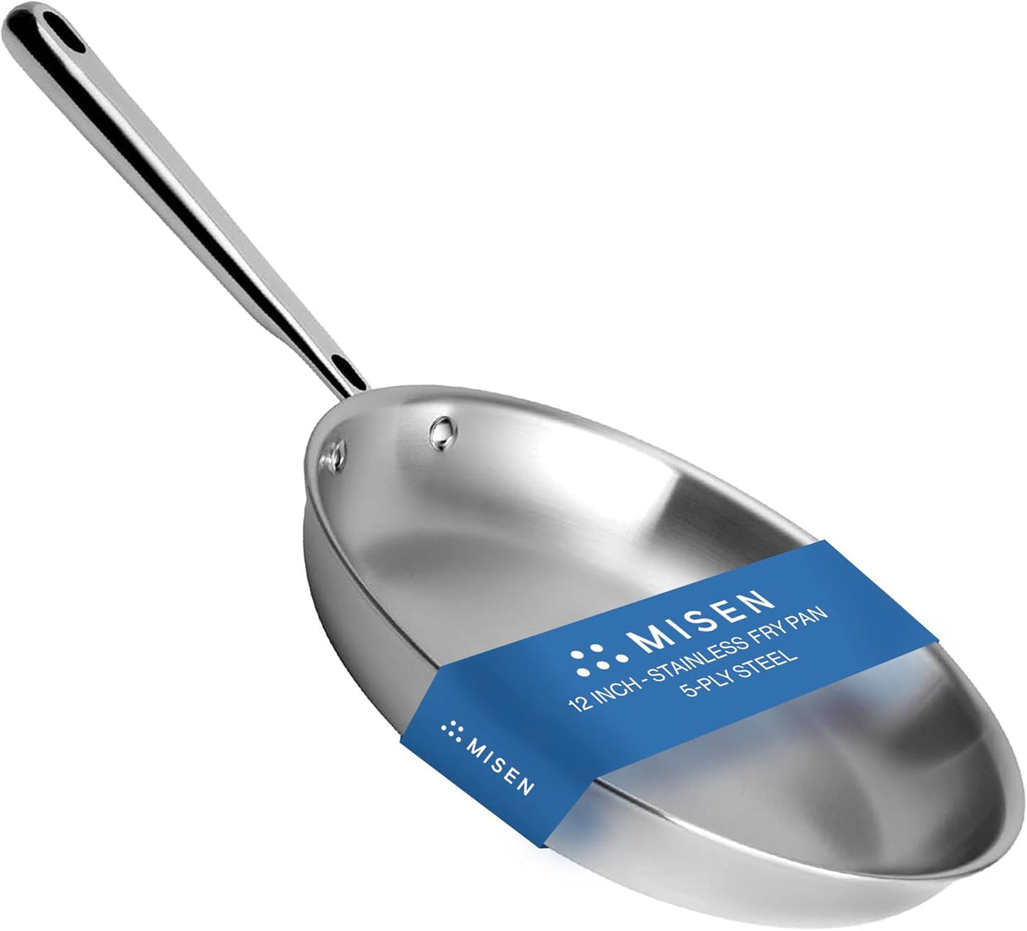 Misen 12" Frying Pan | 5-Ply Stainless Steel Professional Cookware - Induction, Gas, Electric Safe, Dishwasher & Oven Safe to 800°F