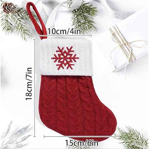 Christmas Stockings with Initials, 7.1 Inches Small Embroidered Letter Knit Red White Christmas Stocking for Family Holiday Decorations and Xmas Tree Fireplace (A)