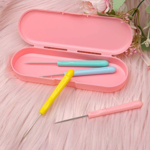 4Pcs 5.2 Inches Sugar Stir Needle, Cookie Scribe Needles Cake Decorating Needle Tool Cookie Decoration Supplies for Baking Lovers（Pink)