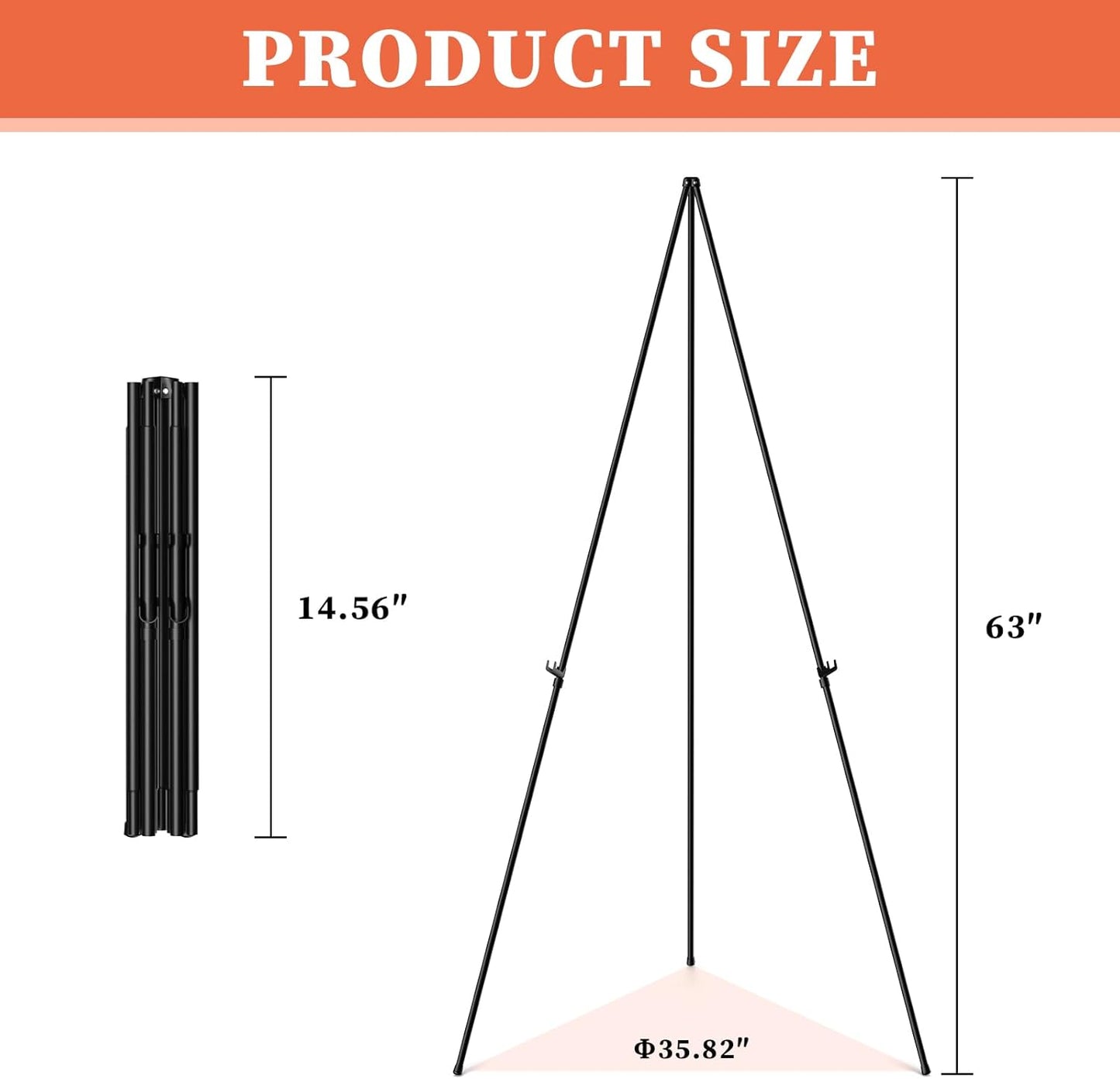 Skiennix Easel Stand - 63" Portable Adjustable Tripod for Wedding Signs | Lightweight Black Metal (2 Pack)