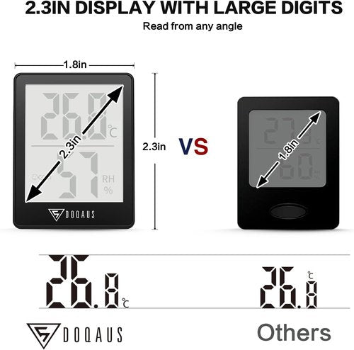 DOQAUS Digital Hygrometer - Accurate Indoor Thermometer with 5s Fast Refresh | Black Color for Home & Office