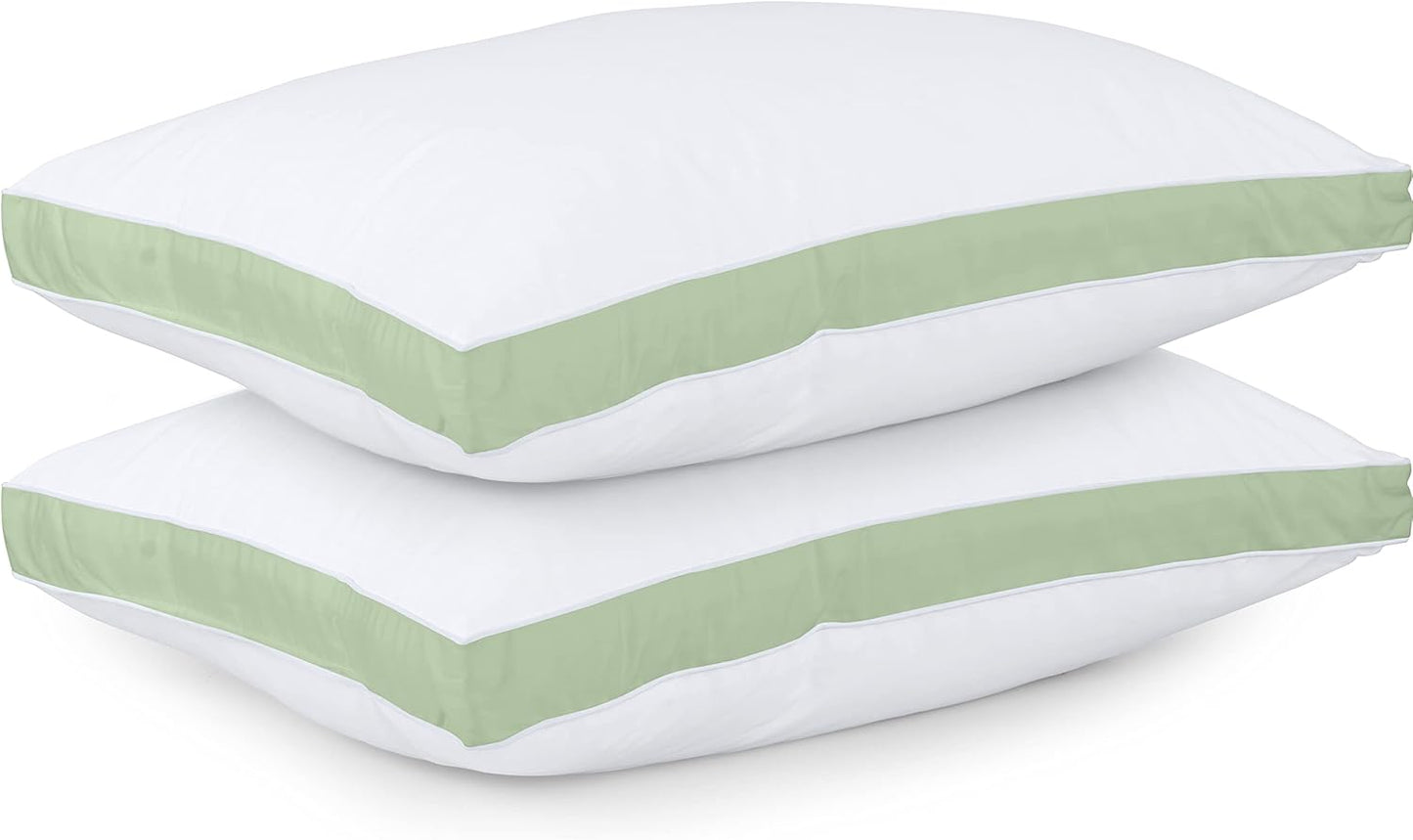 Utopia Bedding Queen Size Bed Pillows - Cooling Gusseted Set of 2 in Sage Green for All Sleep Positions