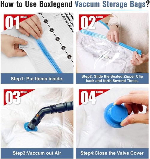 BoxLegend Vacuum Storage Bags - Thickened Seal Bags with Hand Pump | 24 Combo Set for Clothing & Bedding