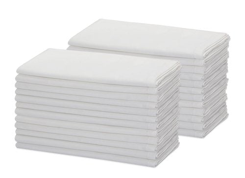 COTTON CRAFT White Dinner Napkins - Set of 24 Classic Twill Pure Cotton Soft Cloth Napkins - Durable Washable Reusable Napkin - Everyday Table Napkin - Restaurant Wedding Party Gift - 17 x 17 inches