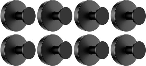 BKV Suction Cup Hooks - Removable Shower Hooks for Glass Windows | 8 Pack in Black