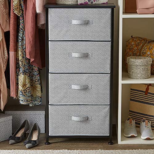 Black Fabric 4-Drawer Storage Organizer for Closet and Bedroom