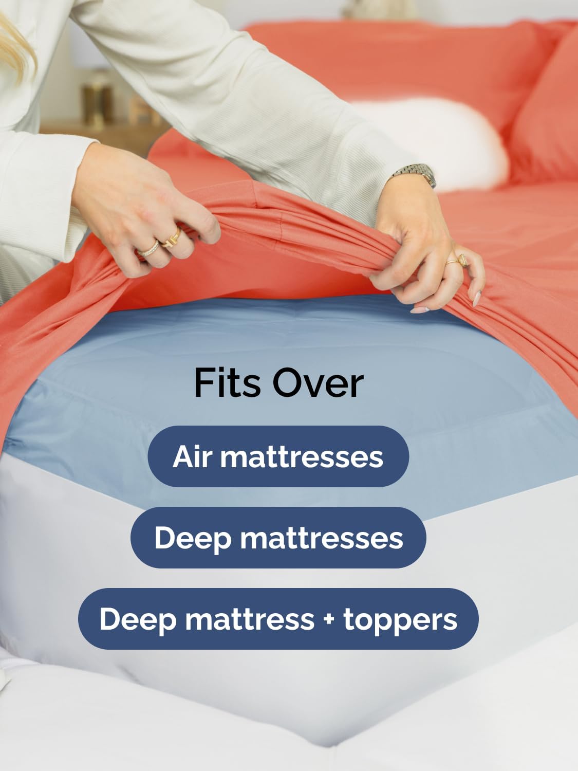 Skiennix Extra Deep Twin Sheet Set - 4 Piece Breathable Cooling Bedding - Soft Coral Color, Wrinkle-Free