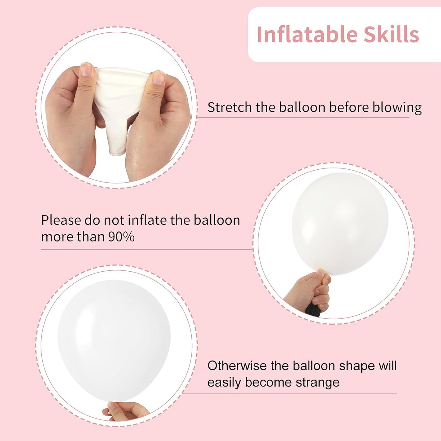 RUBFAC White Balloons - 129-Piece Set in Various Sizes | Perfect for Engagements, Weddings & Parties