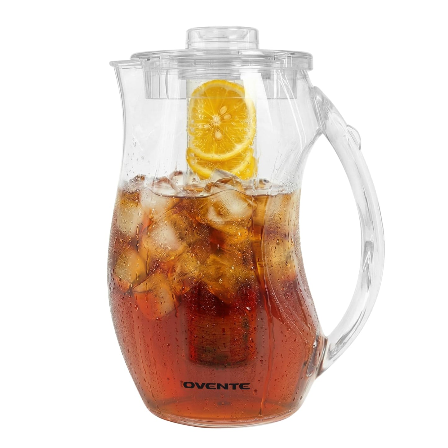 OVENTE Fruit Infusion Water Pitcher 2.5L/85Oz with Removable Lid and Infuser Rod, BPA-Free, Shatterproof Acrylic Beverage Jug for Flavor-Infused Drinks, Lemonade, Juice and Iced Tea, Clear PIA0852C