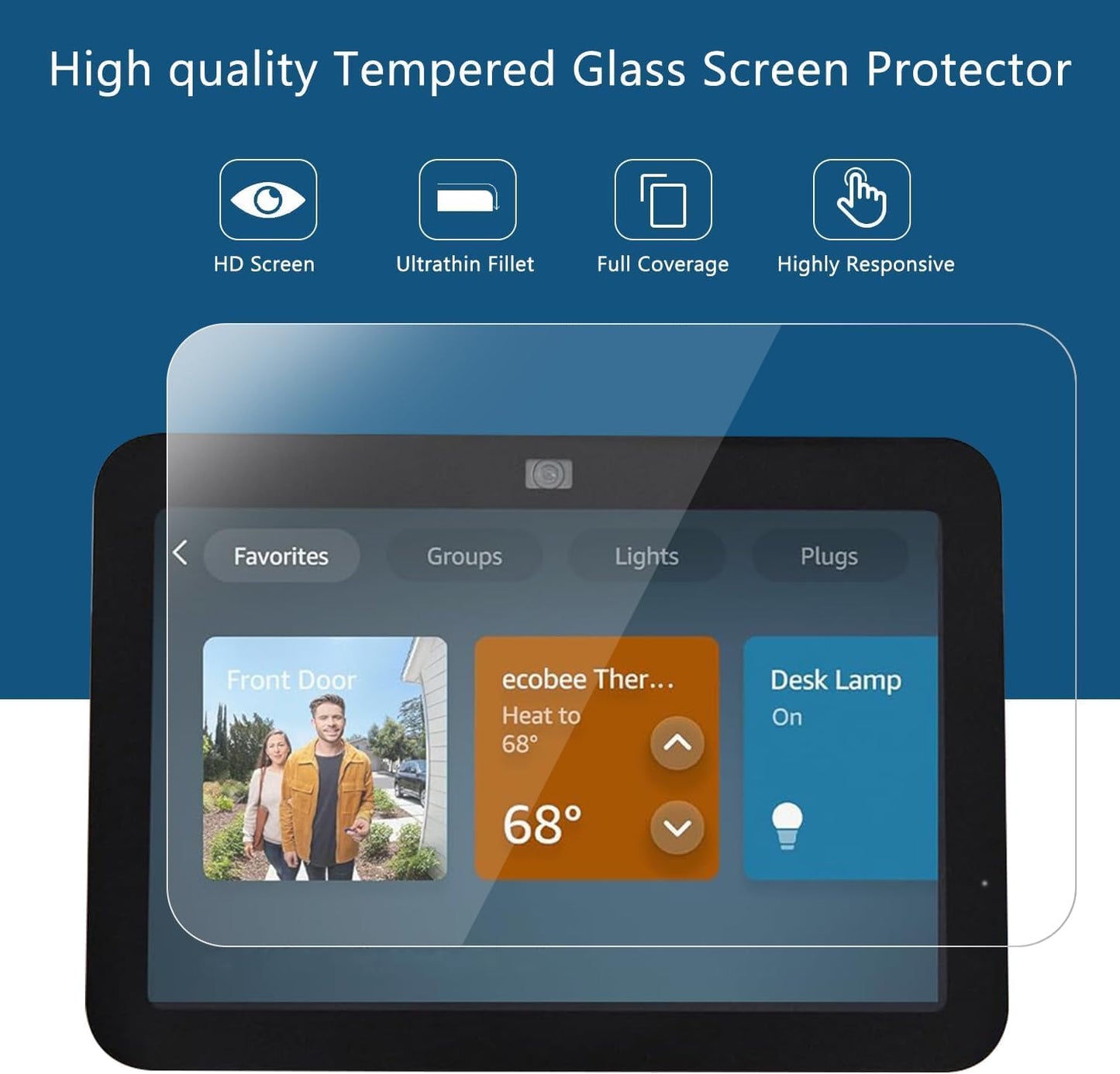 MUBUY-GOL Tempered Glass Screen Protector - 9H Hardness, Ultra Clear, Anti-Fingerprint | Fits New Echo Show 8 (4th Gen, 8.7 Inch, 2025 Release)