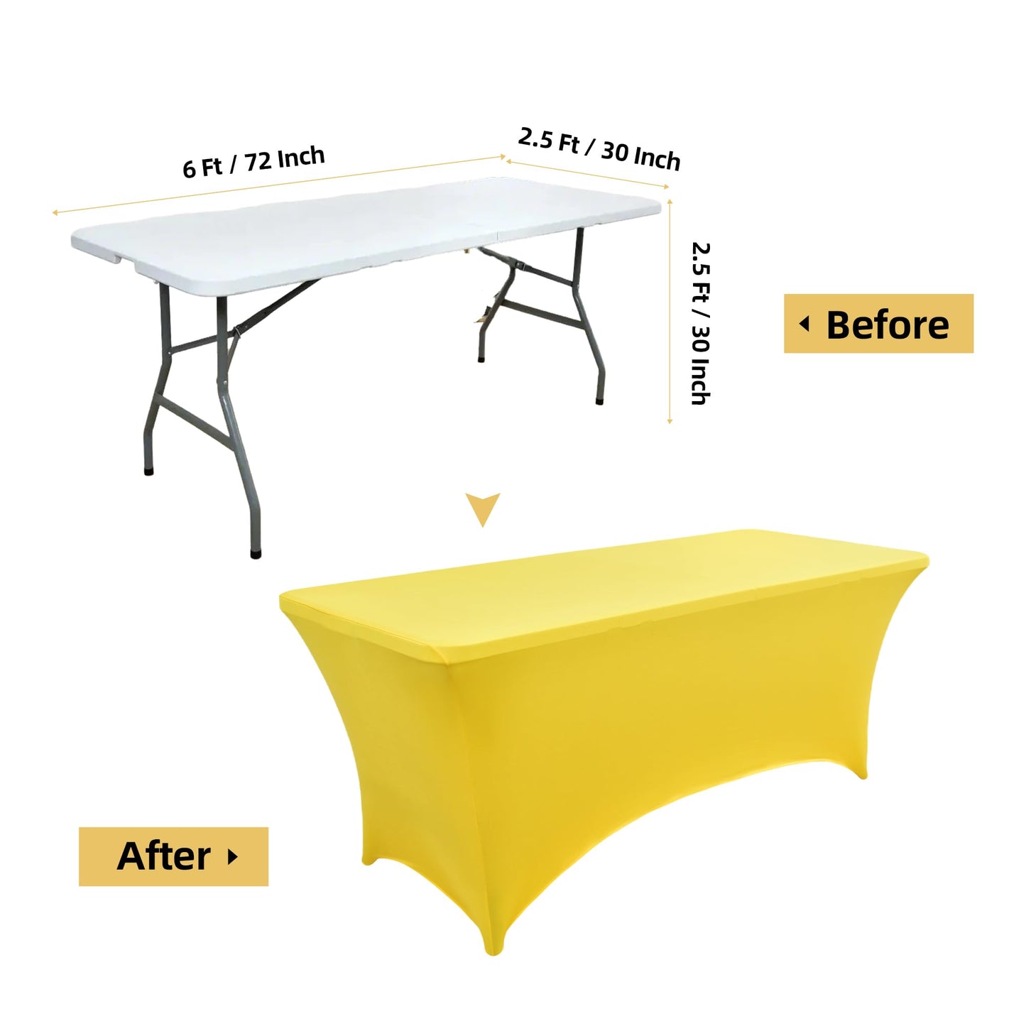 ZarzaaSik 10-Pack 6ft Spandex Table Covers for Rectangle Standard Folding Tables - Wrinkle Resistant Stretch Tablecloths - Ultimate Fitted Table Protector for Parties, Banquet, Wedding