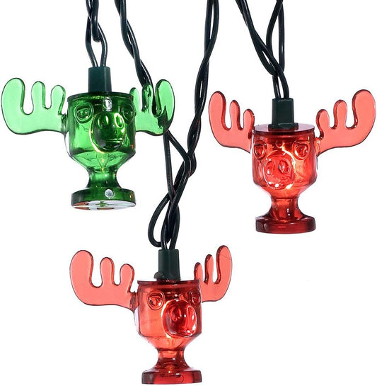 National Lampoon Moose Mug Light Set - 10-Count Red & Green Holiday Lights
